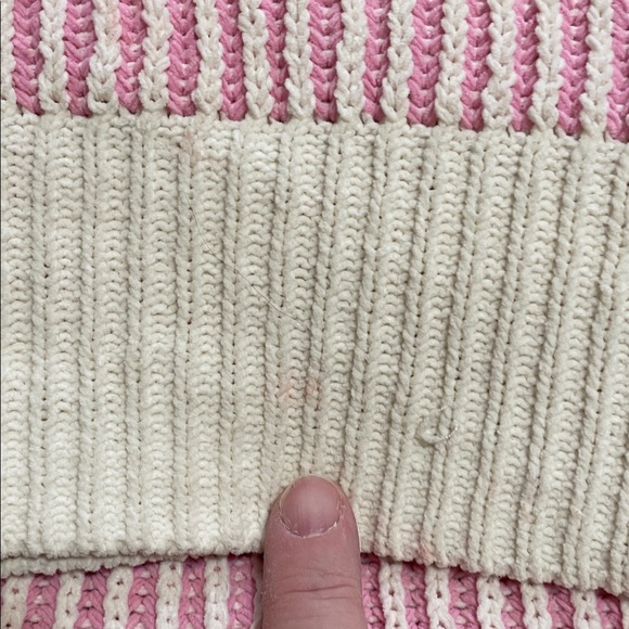 Aerie Striped Pink and Cream Crew Neck Sweater - Picture 7 of 8